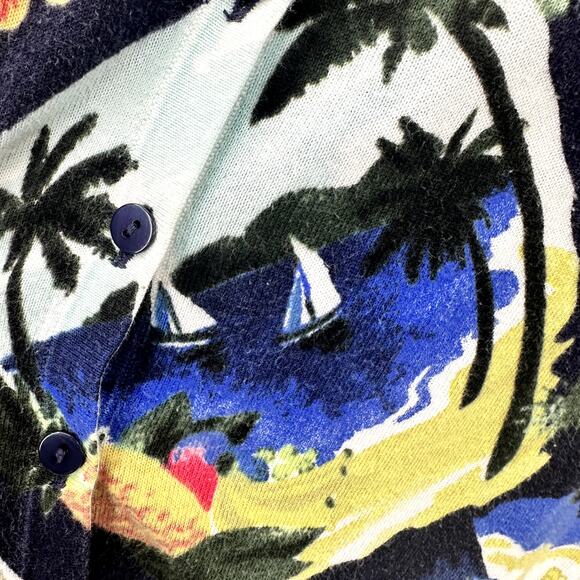 Talbots Sweater Womens Petite 2X 2xp Tropical Knit Button Up 3/4 Sleeve Coastal - Picture 8 of 9